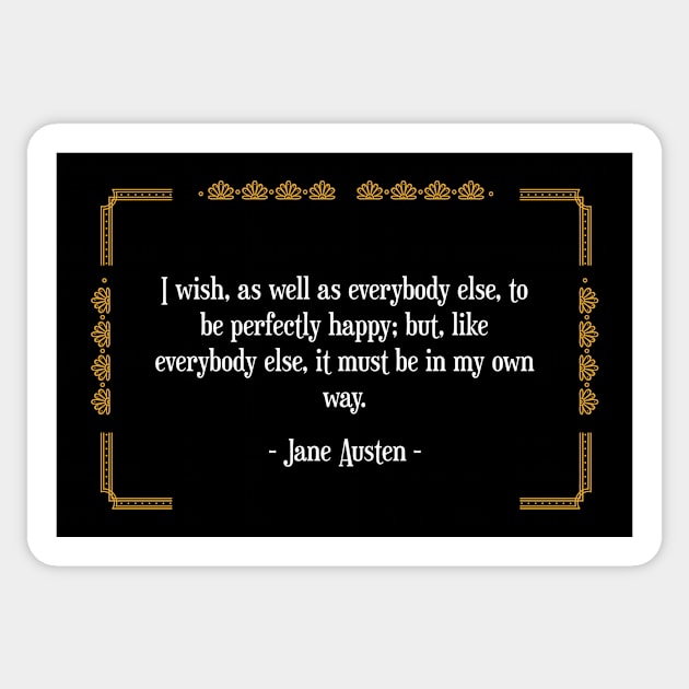 Happiness my Own Way Jane Austen Art Deco Gold Sticker by The Lily and The Lark